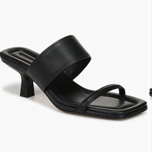 VINCE Cora black leather Kitten Heel Slide Sandal SIZE 6.5